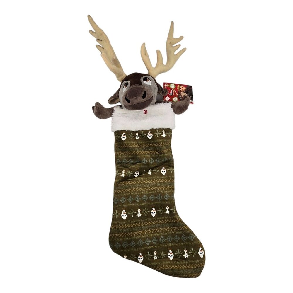Gemmy Disney Frozen Sven 22" Animated Musical Christmas Stocking Green Sings